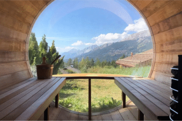 Panoramic Glass Barrel Sauna Interior