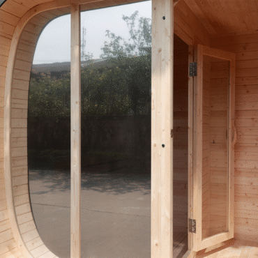 Tempered Glass Door Design of The Solid Wood Outdoor Sauna Room