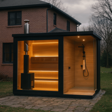 Modern Design Outdoor Wooden Dry Steam Sauna Shower