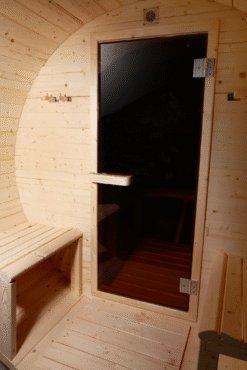 Tempered Glass Door with Natural Wood Interior