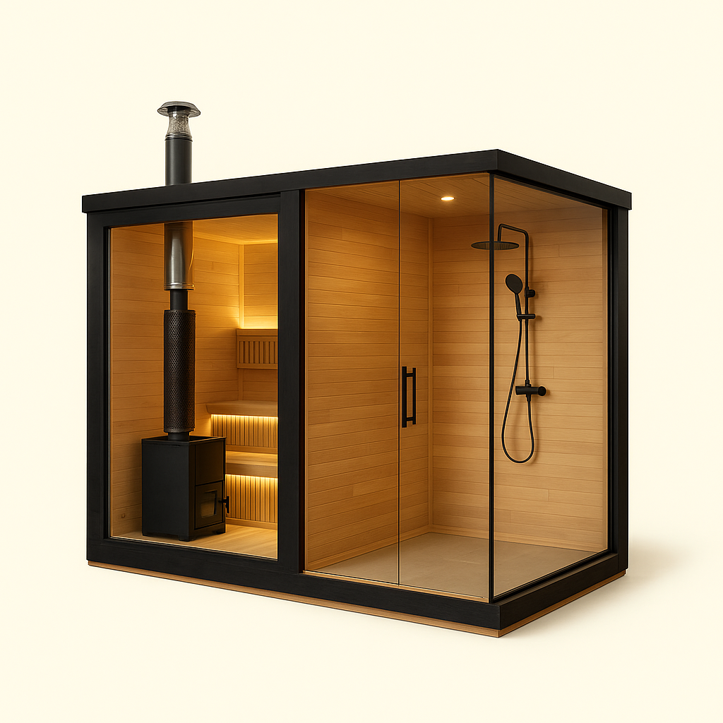 Outdoor Wooden Dry Steam Sauna Shower