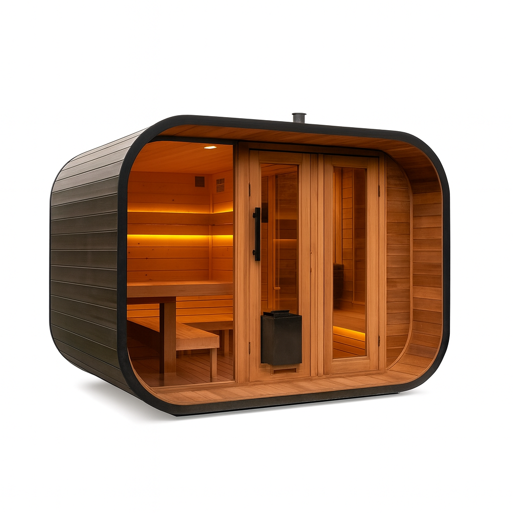 Solid Wood Steam Sauna with Extra Shower